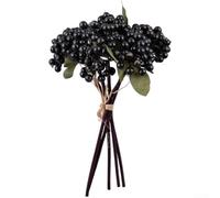 Tallos de bayas artificiales, púas de bayas de espuma realistas para centros de mesa de boda y detalles de decoración del hogar, ramo de frutas falsas de larga duración con bajo mantenimiento, (morado