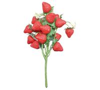 Tallos de fresa de plástico realistas, ramas decorativas para fiestas