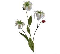 Tallos de lirio Gloriosa de seda, flores artificiales altas de lirios naranjas para decoración de sala de estar y mesa, elegante arreglo floral de 80 cm, hogar de bajo mantenimiento (3 piezas, blanco)