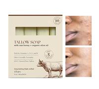 Tallow Soap Bar, 4 Piece Organic Nourishing Cleaner, Soothing Body Odor Soap for Hands, Underarms, Feet, Back, Bathroom, Hotel, Travel, Home, Daily Spa, Pool