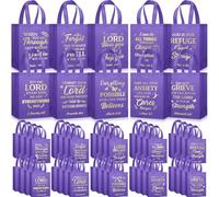 Talltalk 50 bolsas de regalo cristianas a granel con asa, tamaño mediano, reutilizables para versículos de la Biblia, bolsa de bautizo, iglesia, no tejida, bolsa de compras para la escuela dominical
