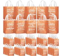 Talltalk 50 bolsas de regalo cristianas a granel con asa, tamaño mediano, reutilizables para versículos de la Biblia, bolsa de bautizo, iglesia, no tejida, bolsa de compras para la escuela dominical