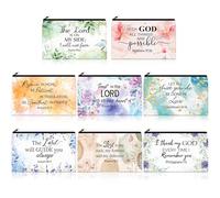 Talltalk 8 bolsas de cosméticos cristianas inspiradoras con versículo bíblico, regalos motivacionales con oraciones, bolsas de maquillaje de doble cara, regalos religiosos de Navidad para amigos