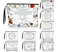 Talltalk Bolsas de maquillaje cristianas de 10 estilos, bolsas de cosméticos de la Biblia a granel, bolsas de maquillaje florales con asa, regalos religiosos cristianos inspiradores para mujeres,