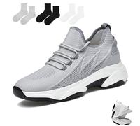 Tallure Sneakers, Height Increasing Shoes, 1.6/2.4/3.1/3.9in Height Invisible Increase, Flexible Fit, Mesh Breathable (Gray 1.6in,40)