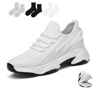 Tallure Sneakers, Height Increasing Shoes, 1.6/2.4/3.1/3.9in Height Invisible Increase, Flexible Fit, Mesh Breathable (White 2.4in,43)