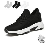 Tallure Sneakers, Height Increasing Shoes, 1.6/2.4/3.1/3.9in Height Invisible Increase, Flexible Fit, Mesh Breathable (Black 1.6in,44)