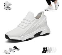Tallure Sneakers, Tallure Sneakers for Women Men, Lightweight Breathable, Hidden Height Increase, Cushioned Sole, Arch Support for Everyday Comfort (White,37)