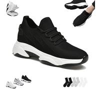 Tallure Sneakers, Tallure Sneakers for Women Men, Lightweight Breathable, Hidden Height Increase, Cushioned Sole, Arch Support for Everyday Comfort (Black,36)