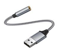 talNite Adaptador de Audio USB a Jack 3,5 mm Tarjeta de Sonido Externa Convertidor Estéreo Auxiliar Soporta 24bit 96KHz, Compatible con Auriculares, Switch, PC, Portátiles, Linux, PS4/5