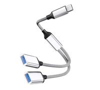talNite Cable Divisor USB-C a 2X USB-A 2.0 de 0.3M - Adaptador Tipo C a Doble USB OTG - Concentrador Extensor para iPhone 15, Mac, iPad Pro Air 4, Galaxy S22 S23 S24 Ultra, A5