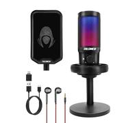 talomen Gaming Microfono para PC PS4 PS5, USB Condensador Micrófono de Cardioide para Ordenador Podcast Streaming Studio, con RGB, Botón de Silencio, Filtro Anti-Pop, Soporte de Choque F8