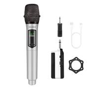 talomen,Micrófono Inalámbrico,2.4GHz Microfonos Inalambricos Set con Receptor,Microfono Inalambrico Karaoke Profesional,Microfono Dinámico Recargable,160ft,para Karaoke,Boda,DJ,Fiesta,K60-1plata