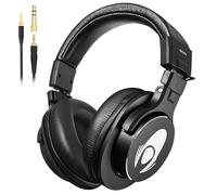Talomen W50X Auriculares DJ con Cable de ruido,Auriculares de estudio para dj,auriculares con 50mm Controladores, 3.5 y 6.35mm Conector de Audio para PC AMP Grabación de Teléfono Piano Guitarra, Negro