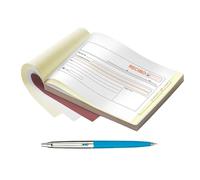 Talonario de RECIBO RECIBI Duplicado Libro de RECIBOS CON Copia y Matriz 205 x 102 mm 50 hojas + Bolígrafo INOXCROM FIESTA B55 (10)