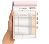 Talonarios albaranes, Libreta de albaran, Talonario para autonomos, 70 hojas, 35 juegos original + copia, autocopiativo, Matriz de corte, Tamaño 210x145 mm, Pack de 6 talonarios