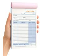 Talonarios facturas, Libreta de Facturas, Talonario para autonomos, 70 hojas, 35 juegos original + copia, autocopiativo, Matriz de corte, Tamaño 210x145 mm, Pack de 12 talonarios
