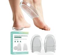 Talones para aliviar la tendinitis de Aquiles, almohadilla acolchada para el talón y el dolor de talón, soporte de gel que absorbe los golpes para mujeres (1 par, S: mujer 6-10)