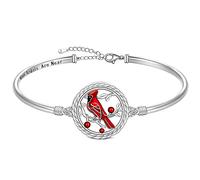 Talonior Pulsera cardenal para mujer, plata de ley, pulsera cardenal roja, joyería cardenal que aparecen cuando los ángeles están cerca de conmemoración, condolencias, regalos para el día de la madre,