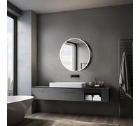 Talos Armario de baño Luminoso Black Nova Ø80 cm Negro - Mueble de baño con Espejo y 2 estantes - Aluminio - Fondo Espejo