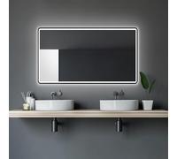 Talos Black Moon - Espejo de baño LED (120 x 70 cm, con iluminación Intercambiable, Apto para Agua húmeda Gracias al Marco de Aluminio, luz Blanca Neutra)