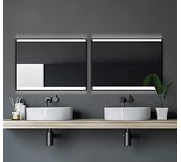 Talos Black Shine Espejo de luz LED, Glass, Aluminium, Negro Mate, 100 cm