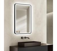 Talos Espejo de baño con iluminación, 45 x 75 cm, LED Blanco Neutro, Marco ABS Negro, protección contra Salpicaduras IP24