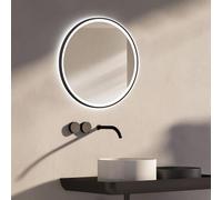 Talos Espejo de baño con iluminación de 60 cm, LED Blanco Neutro, Marco ABS Negro, protección contra Salpicaduras IP24