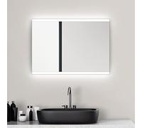 Talos Espejo de baño con iluminación Loft - 50 x 70 cm - suspensión Horizontal y Vertical - Marco de Aluminio - Interruptor de Palanca