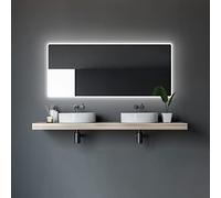 Talos Espejo de baño con iluminación Moon - Espejo de baño 160 x 70 cm - con luz Ambiental circundante - Color de la luz Blanco Neutro - Marco de Aluminio