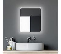 Talos Espejo de baño con iluminación Moon - Espejo de baño 40 x 45 cm - con luz Ambiental circundante - Color de la luz Blanco Neutro - Marco de Aluminio