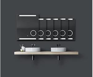 Talos Espejo de baño LED King 60 x 70 cm - Color de luz Blanco Neutro - Espejo cosmético Iluminado con 3 aumentos - Reloj Digital - Marco de Aluminio