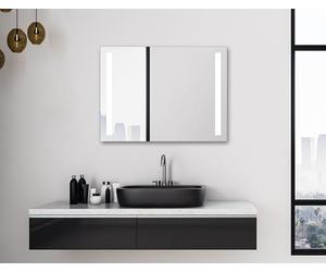 Talos Espejo de baño LED Light con iluminación Blanca cálida - Cortes de luz a Izquierda y Derecha - 80x60 cm