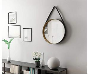 Talos Espejo de diseño Golden Style, diámetro, Marco de Aluminio Macizo, Lichtfarbe Neutralweiß, Ø 55 cm