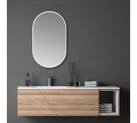 Talos Espejo de diseño Ovalado Blanco 45 x 75 cm - Apto para Habitaciones húmedas para tu Cuarto de baño - Espejo de Pared para tu Armario - Marco de Aluminio
