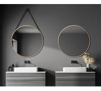 Talos Espejo de Pared Decorativo Redondo Dorado Mate, diámetro de 80 cm