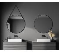 Talos Espejo de Pared Redondo Decorativo en Negro Mate, diámetro de 80 cm.