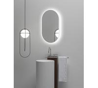 Talos Espejo LED Ovalado Blanco 45 x 75 cm - Apto para Habitaciones húmedas para tu Cuarto de baño - Espejo de Pared con luz de Ambiente Envolvente - con Marco de Aluminio