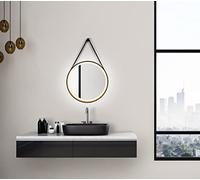 Talos Golden Summer - Espejo de diseño (55 cm de diámetro, Marco de Aluminio Macizo, iluminación LED), Color Blanco Neutro