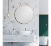 Talos Picasso Espejo Dorado de 60 cm de diámetro - Marco de Aluminio, Espejo de baño Redondo para un Ambiente Elegante - Espejo de Pared Elegante Que combina funcionalidad y diseño