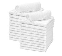 Talvania 24 Toallas Suaves y superabsorbentes, 100% algodón Hilado en Anillo, paño Blanco para Lavado Facial, de Larga duración, Multiusos, para Gimnasio, SPA, baño, hogar, Limpieza, 12 x 12 Pulgadas