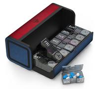 TALVOLC M Pastillero Organizador Semanal, 7 días Luxuxy Pastillero de piel 2 veces al día, AM PM Daily Travel Medicine Cases Contenedor y escondido Vitamina/Aceite de pescado (rojo y azul)