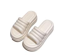 TALWHAH Zapatillas Women's Height Increasing Summer Slippers, Thick Bottom Comfortable Indoor Outwear One Word Drag para mujer y hombre(White,41 EU)