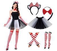 TALWIOR Disfraz Minnie Mouse, 6 Piezas Carnaval Disfraz Mujer con Diadema + Guantes + Falda de Tul, Carnaval Disfraz Mouse Mujer, para Cosplay Carnaval Fiesta Temática