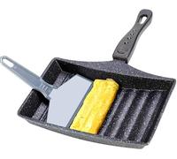 Tamagoyaki - Sartén para tortilla japonesa de 8.8 x 5.5 pulgadas, sartén rectangular de piedra de maifanita con espétula, fondo ondulado, fácil de limpiar, segura para cocina, para tortilla de huevo