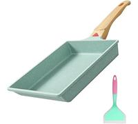 Tamagoyaki - Sartén Rectangular Japonesa, Sartén Omelette Antiadherente, Sarten para Tortillas Japonesas con espátula de Silicona, Sarten Tamagoyaki de Inducción para Huevos, Tocino, 19 x 16 cm, Verde