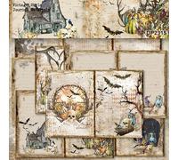 Tamaño A5 Happy Halloween Theme Dot Scrapbook, DIY Album Scrapbook Papel, Tarjeta de Felicitación Fondo Papel Artesanía Suministros Pintura Decoración Viaje Diario Papel 14.5x21cm