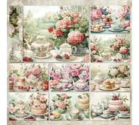 Tamaño A5 Primavera Verano Vintage Tetera Estilo Scrapbook Scrapbook Papel DIY Álbum de Recortes Papel Tarjeta de Felicitación Fondo Papel Artesanía Pintura Decoración Viaje Diario Papel 14,5 x 21 cm