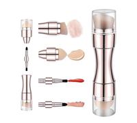 Tamaño De Viaje Cepillos De Maquillaje,4 En 1 Retráctil - Cepillo De Maquillaje Cara Y Labios Viaje | Blush Polvo Brillo De Labios Sombra De Ojos Cejas