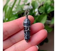 Tamaño del colgante: aproximadamente 37-40 mm, metal: cobre plateado, colgante de copo de nieve con piedras preciosas naturales envueltas en alambre